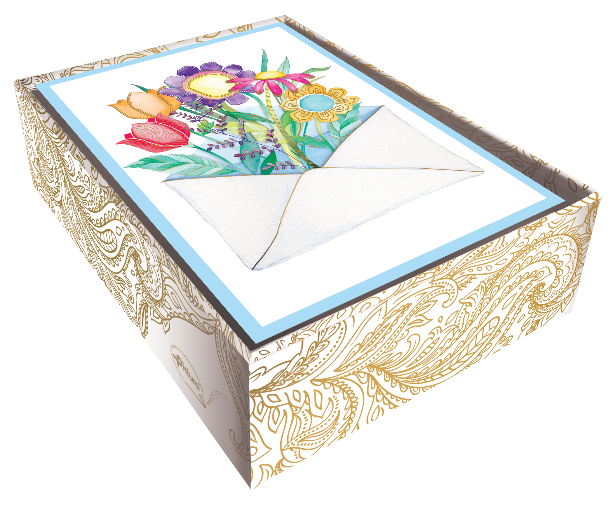 Envelope Of Flowers Blank Boxed Notes - Cardmore